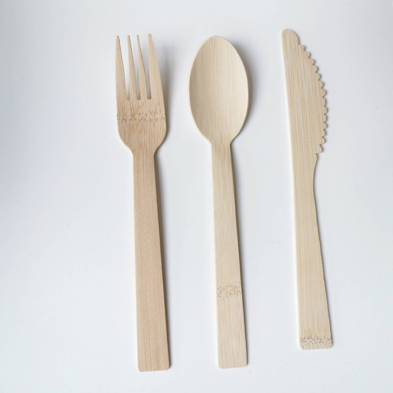 100% Biodegradable Chemical-free Disposable Bamboo Cutlery Set