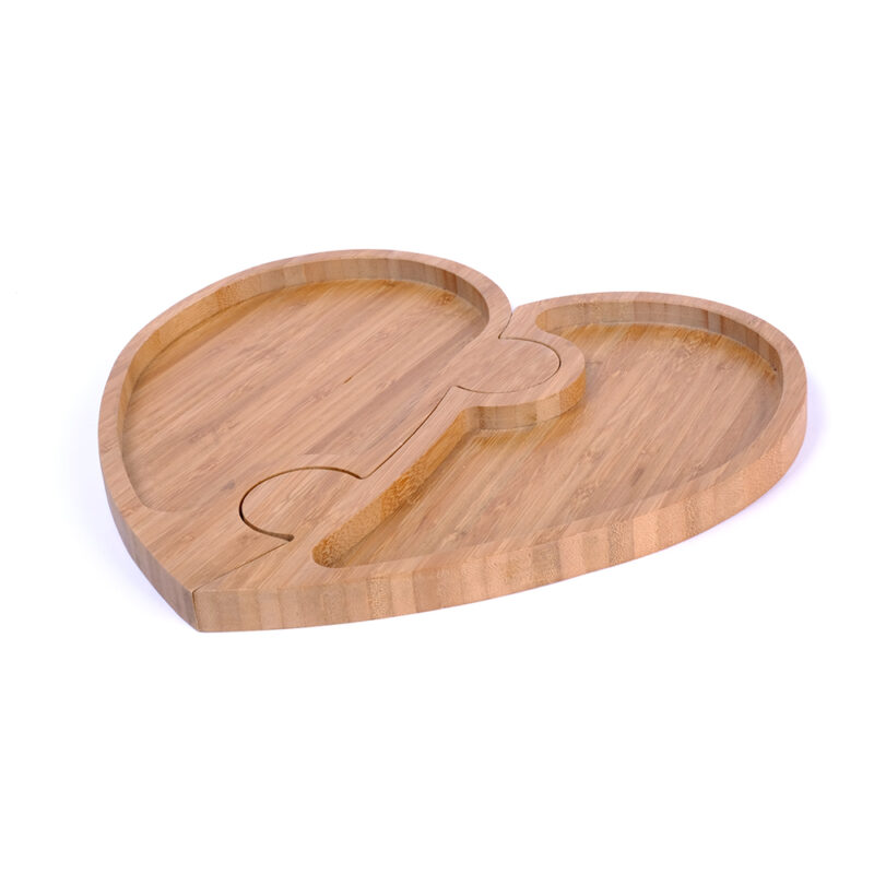 Bamboo Plate Bamboo Dinner Tableware Tray Set (Heart)