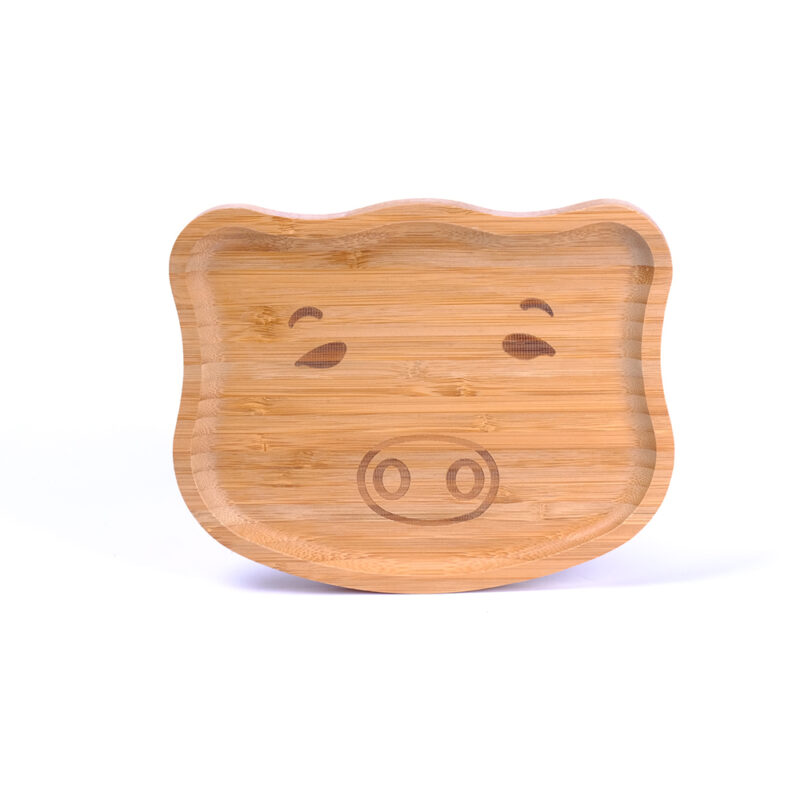Bamboo Kid Plate Bamboo Dinner Tableware for Baby Feeding Tray (Teddy)
