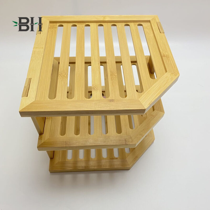 Kitchen Corner Shelf Organizer Bamboo Wood 3-Tier Corner Kitchen Storage Shelf