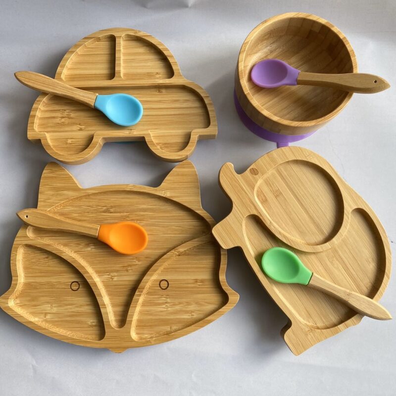 Bamboo Cat Plate With Silicone Suction