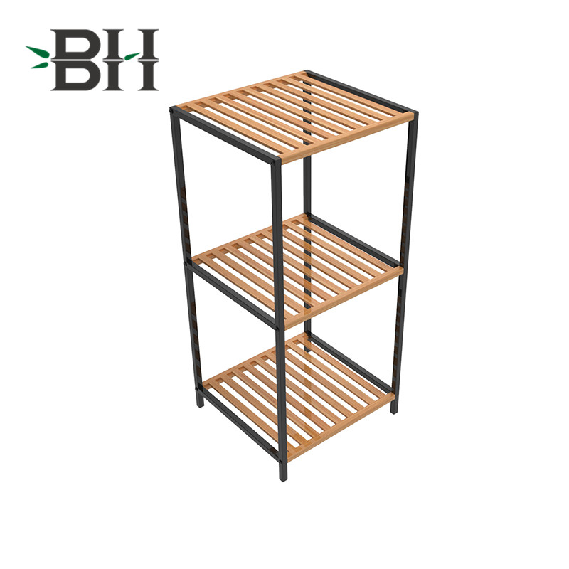 3-Tier Bamboo Shelf with Steel Frame