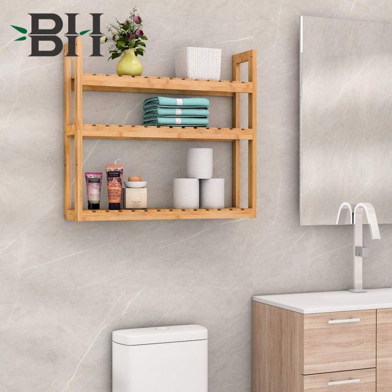 Bathroom Bamboo Shelf Organizer - 3 Tier Storage Shelf