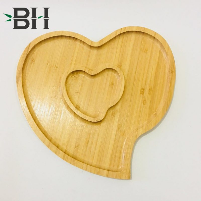 Bamboo Reusable Plates Heart Pattern Bamboo Serving Platter Tray