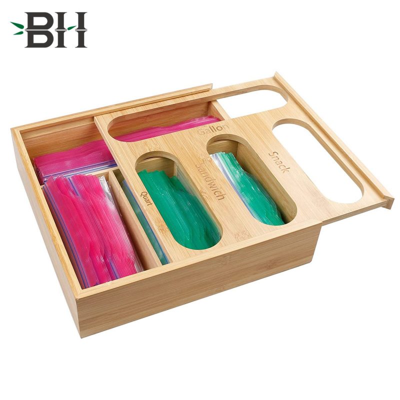 Bamboo Ziplock Bag Storage Organizer